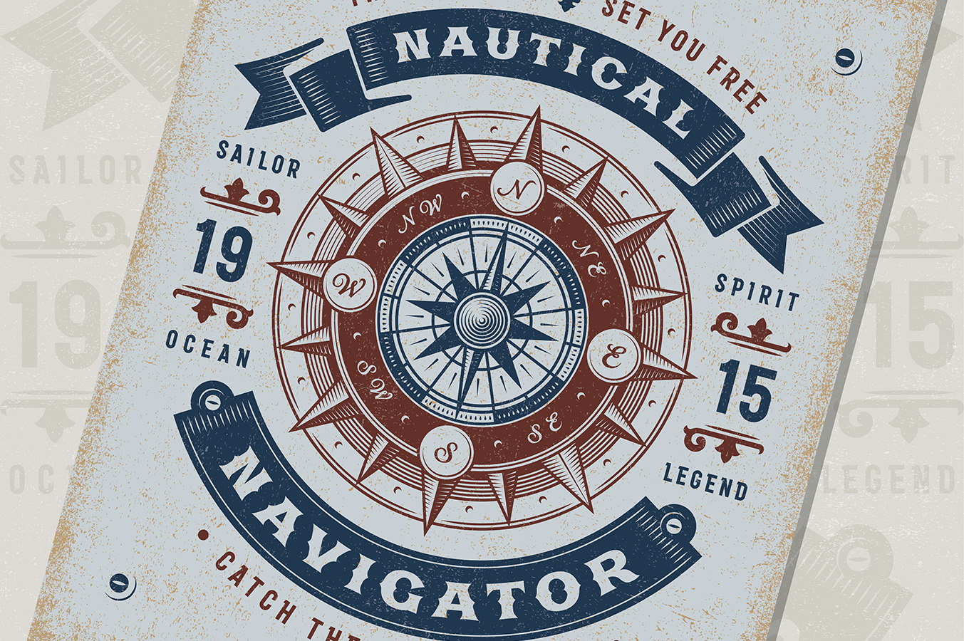 Nautical Navigator Typography, a Decorative Illustration by Retro Graphics