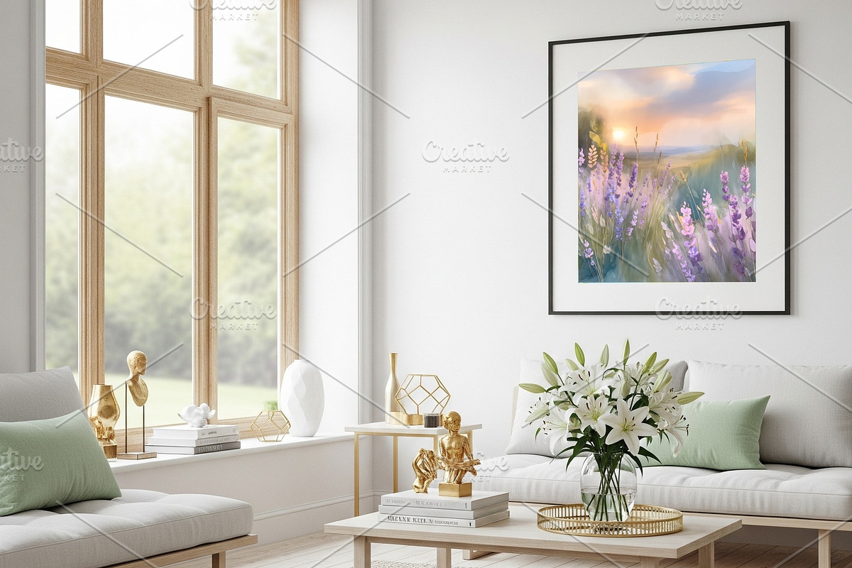 Lavender Field Watercolor Art, a Background Graphic by Floraphoria (Photo 7 of 13)