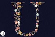 Floral letters, monogram, floral KUD, a Decorative Illustration by GrafikBoutique (Thumbnail 2 of 3)
