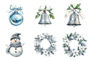 Watercolor Silver Christmas Bundle, a Transportation Illustration by SinaCreation (Thumbnail 5 of 6)