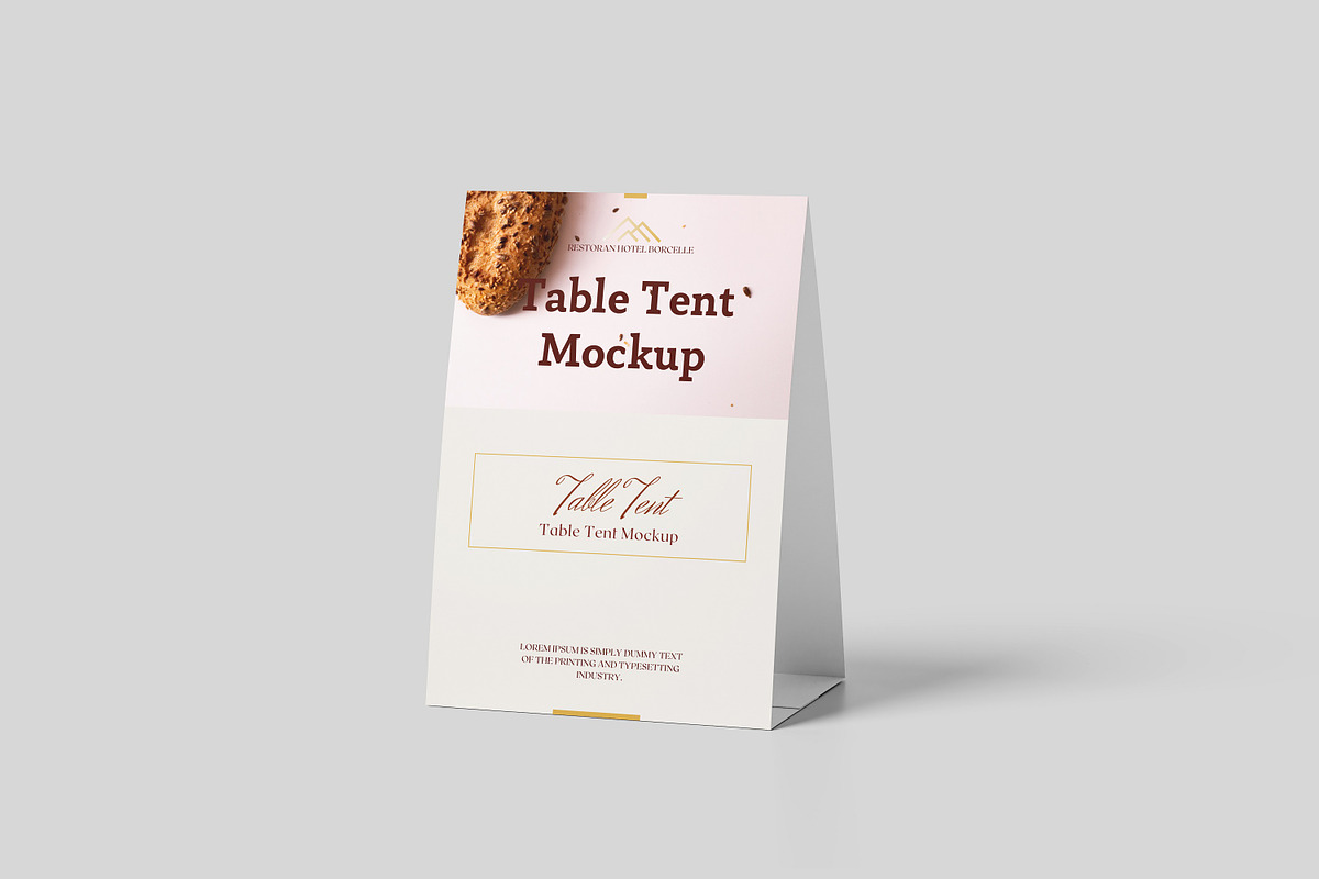 Table Tent Mockup, a Merchandise Mockup by Akaimockup (Photo 2 of 6)