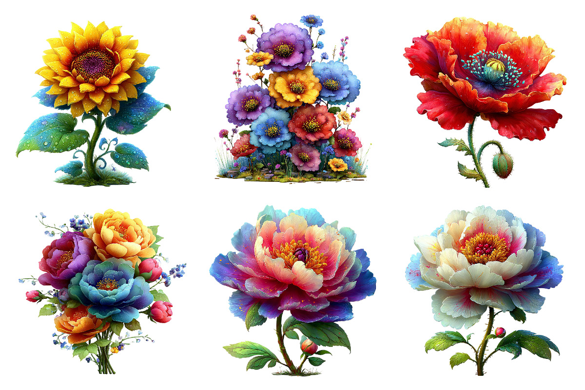 Watercolor Spring Flowers Clipart, an Illustration by Dream Creation (Photo 3 of 7)