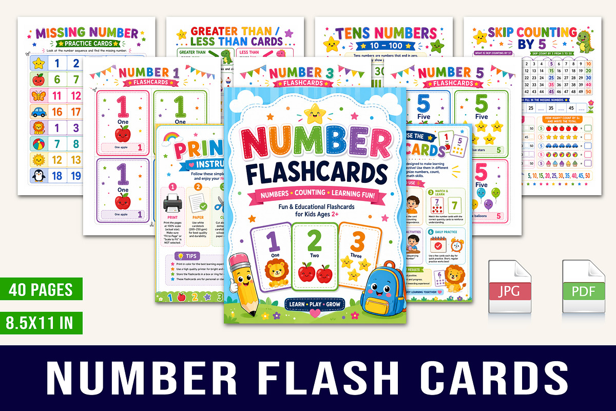 Number Flashcards, a Stationery Template by Designmela01 (Photo 1 of 5)