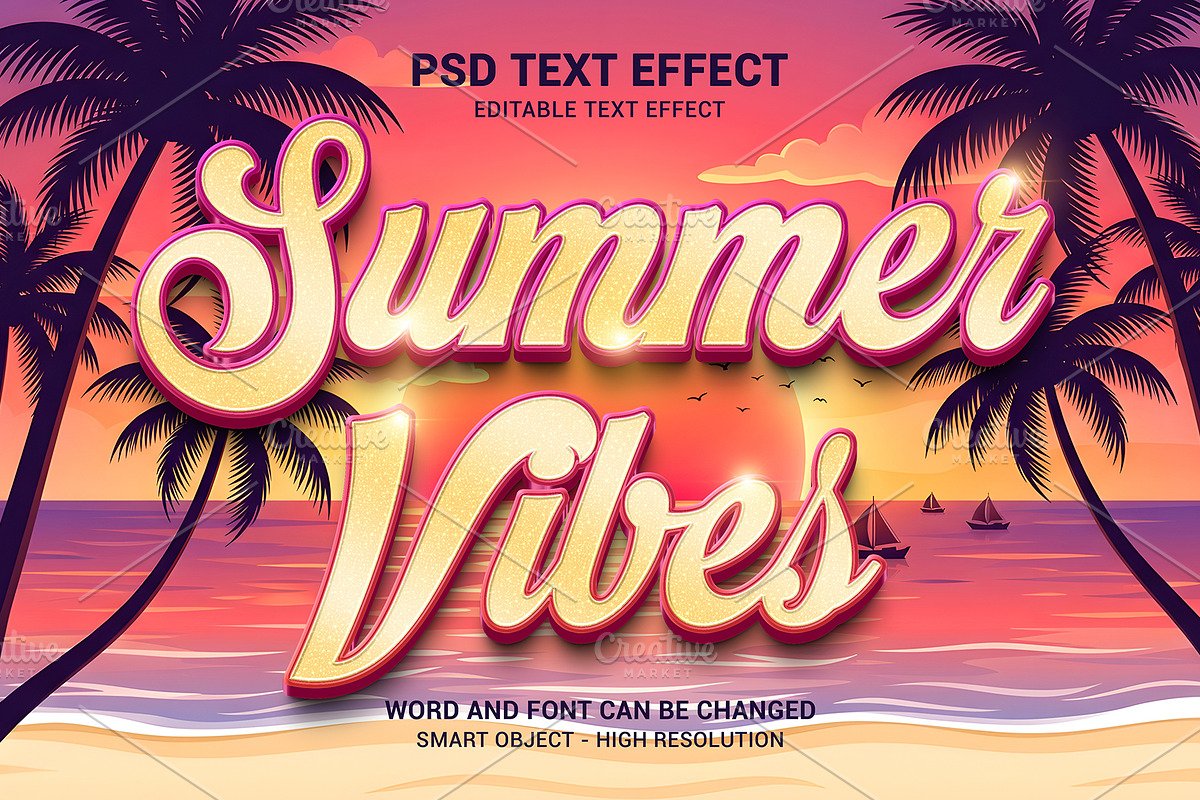 Summer Vibes 3D Retro Text Effect, a Layer Style Add-On by bdrobin (Photo 2 of 2)