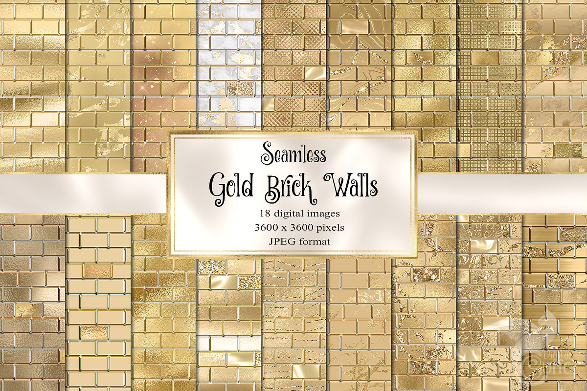 Gold Brick Walls Digital Paper, a Texture Graphic by Digital Curio (Photo 1 of 7)