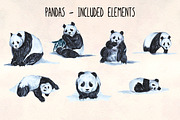 7 Hand Painted Panda Graphics, an Animal Illustration by Violet LeBeaux (Thumbnail 3 of 3)