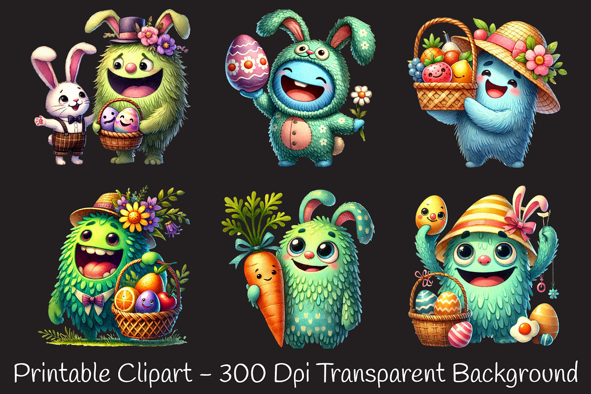 Easter Monster Sublimation Clipart, an Illustration by RobertsArt (Photo 4 of 7)