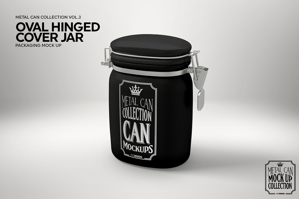 Oval Tin Jar with Clip Cover Mockup, a Product Mockup by INCDesign (Photo 3 of 6)