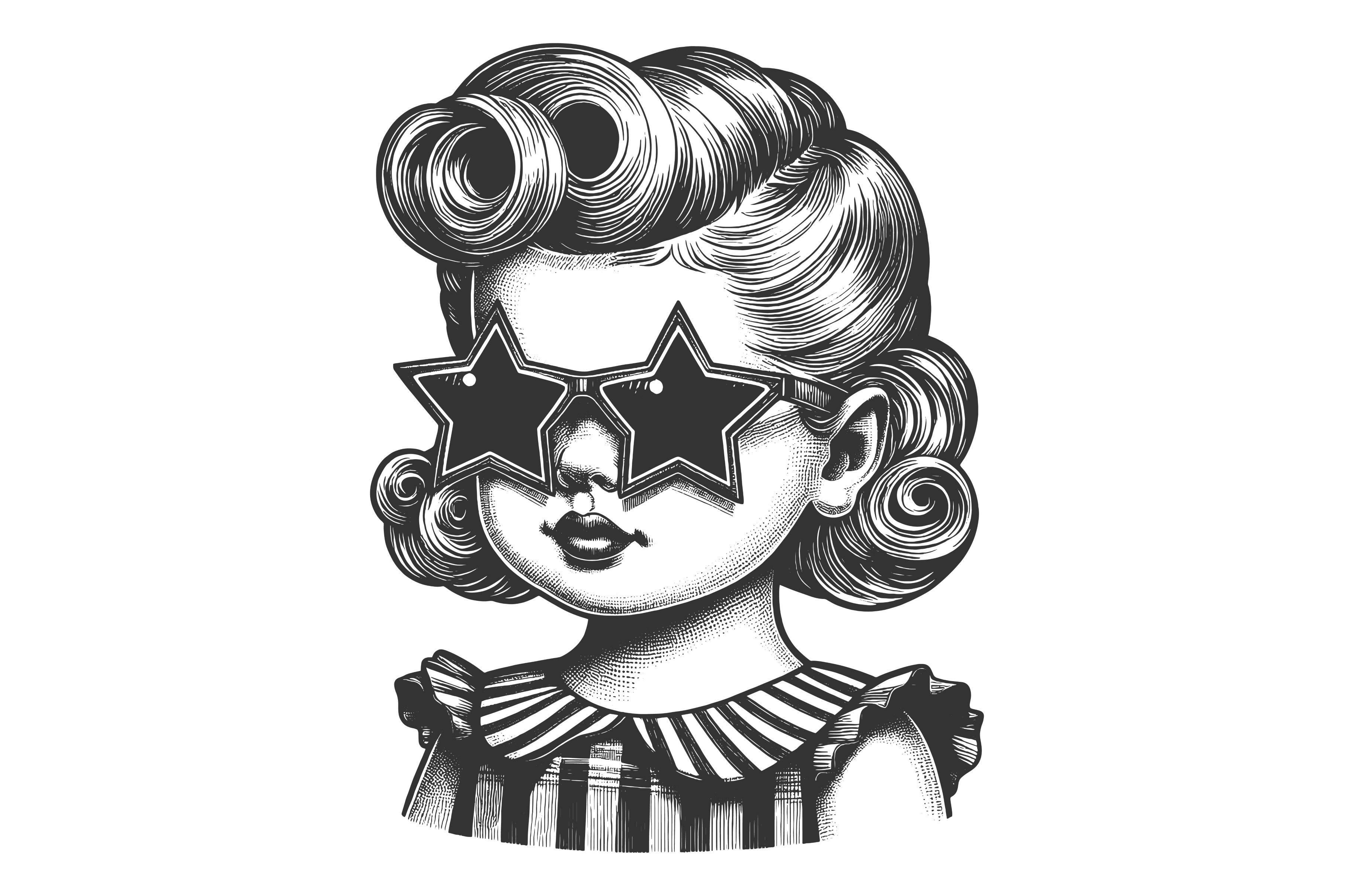 Girl with Star-Shaped Glasses, an Object Illustration by AlexArt