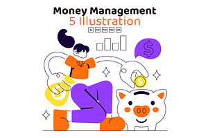 5 Money Management Illustration, a Finance Illustration by denayunebgt