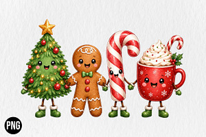Cute Christmas Characters Doodle PNG, a Seasonal Illustration by CraftArtStudio