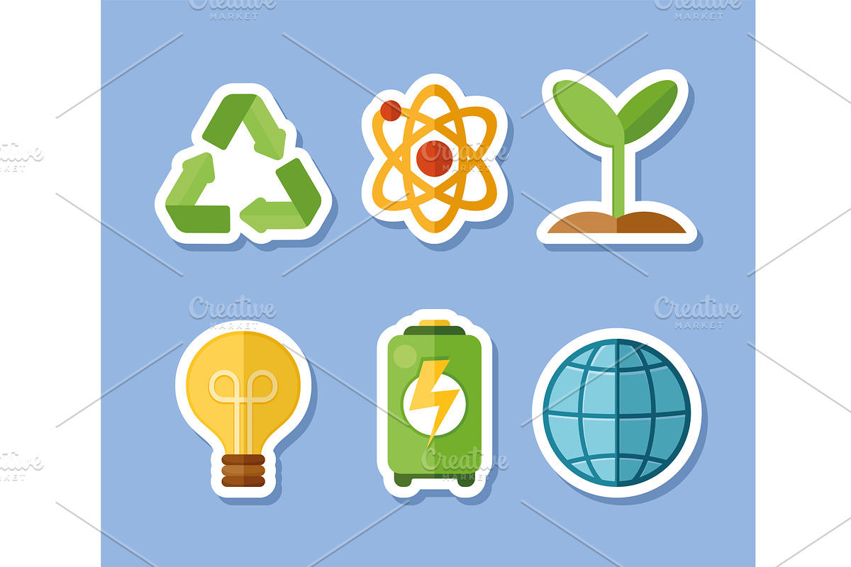 six recycle ecology icons, an Object Illustration by studiogstock