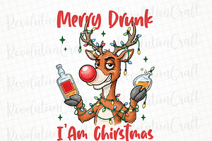 Funny Drunk Reindeer Sublimation, an Illustration by OK Design