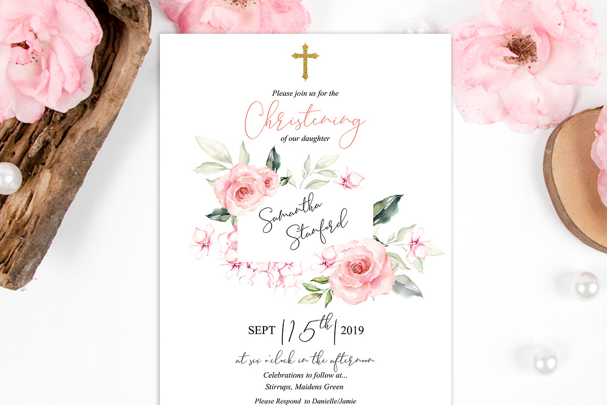 Christening Invitation Template, an Invitation Template by DreamsClipArt (Photo 3 of 4)