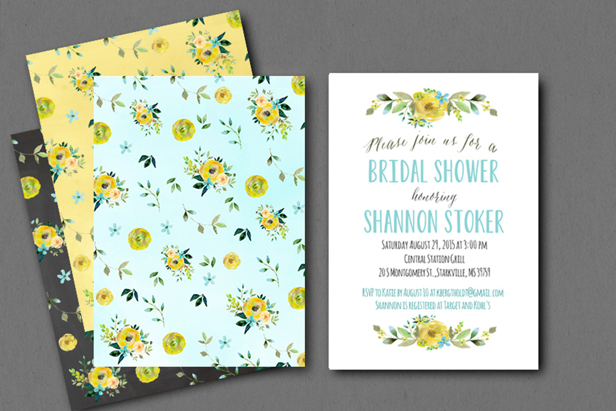 Floral patterns  - watercolor paper, a Pattern Graphic by DigitalCloud (Photo 2 of 2)