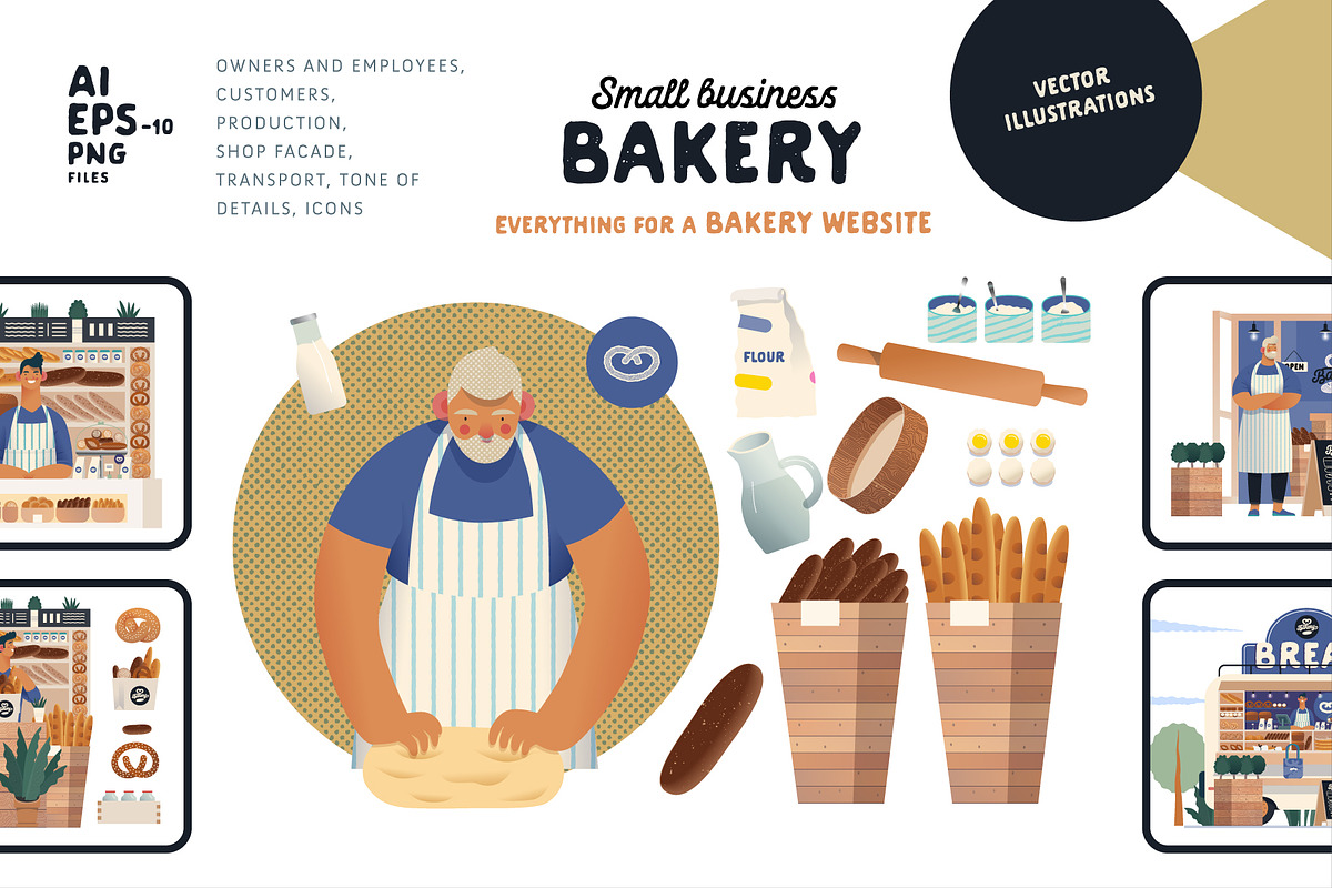 Bakery, Small business (vector), a Templates & Theme by Grivina's shop (Photo 1 of 19)