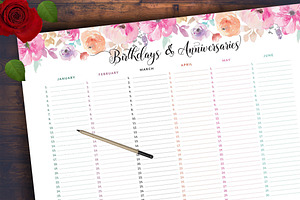 Printable Birthdays & Anniversaries