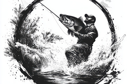 Fisherman catching large fish in spl, an Animal Photo by Pixeness