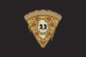 Retro Skull Pizza Slice