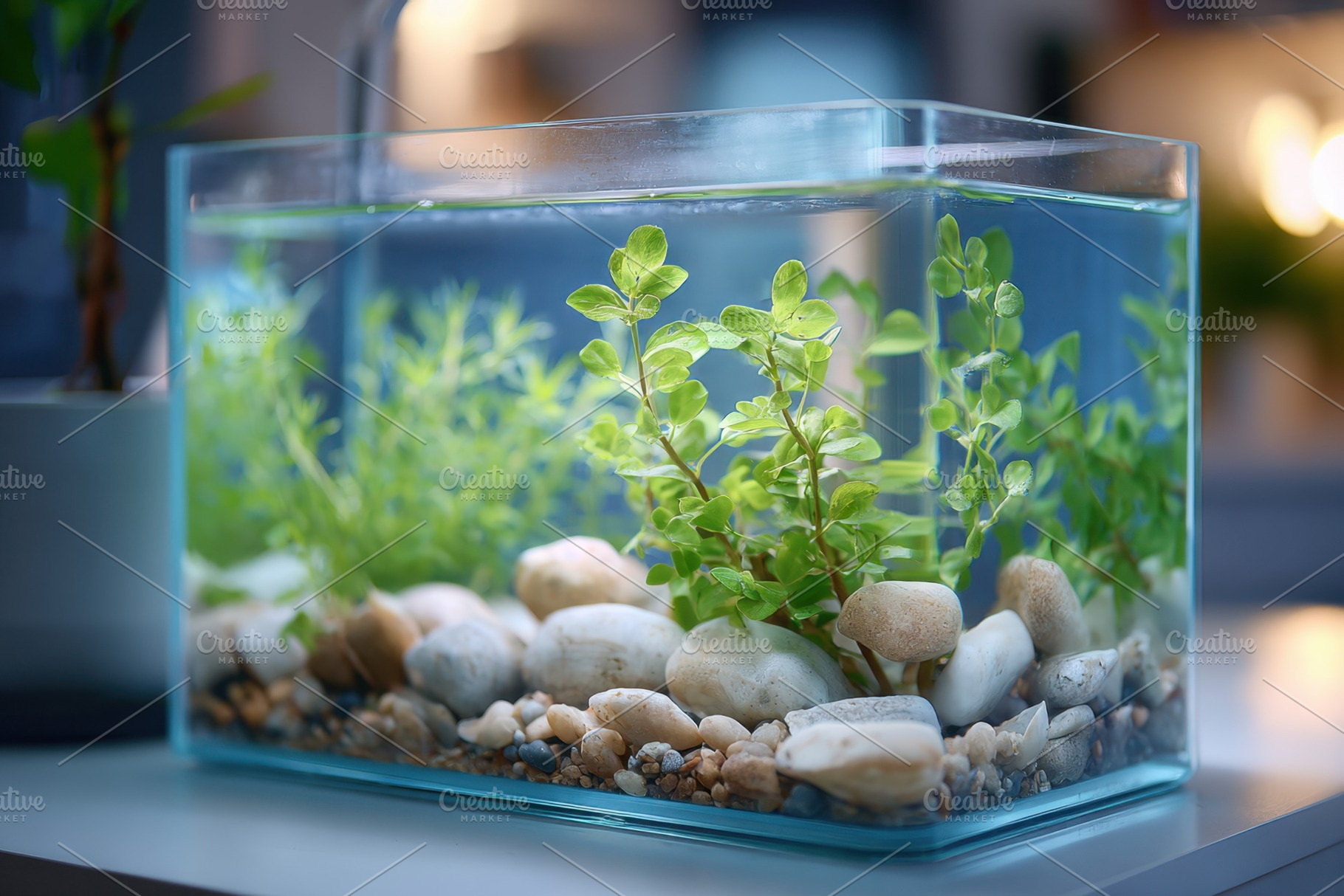 Modern aquarium with aquatic plants and stones, an Animal Photo by AlyaAnd