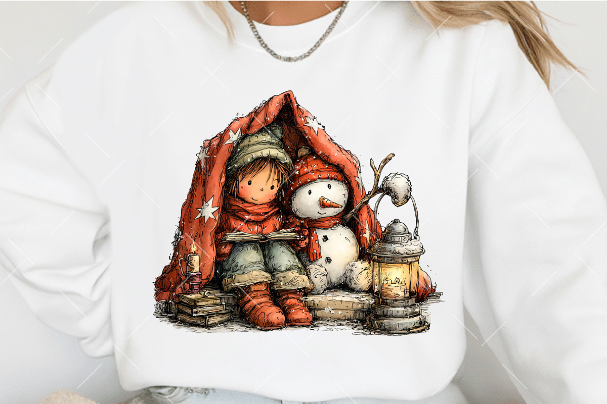 Christmas Girl & Snowman Clipart, an Illustration by OK Design (Photo 4 of 6)
