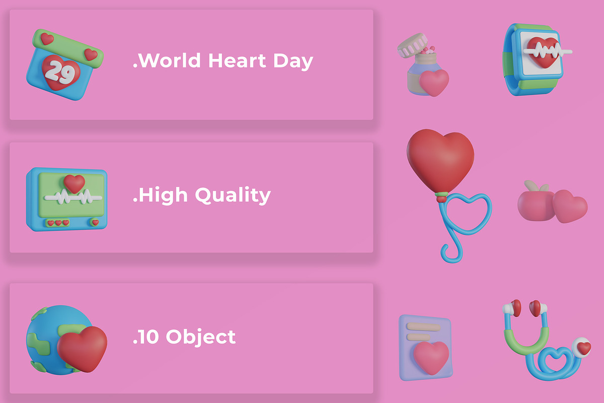 3D World Heart Icon, an Object Graphic by Artnivora.Std (Photo 3 of 4)