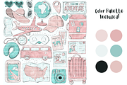 Watercolor Travel Holiday Clipart, a Transportation Illustration by Lenninator Digital (Thumbnail 2 of 8)