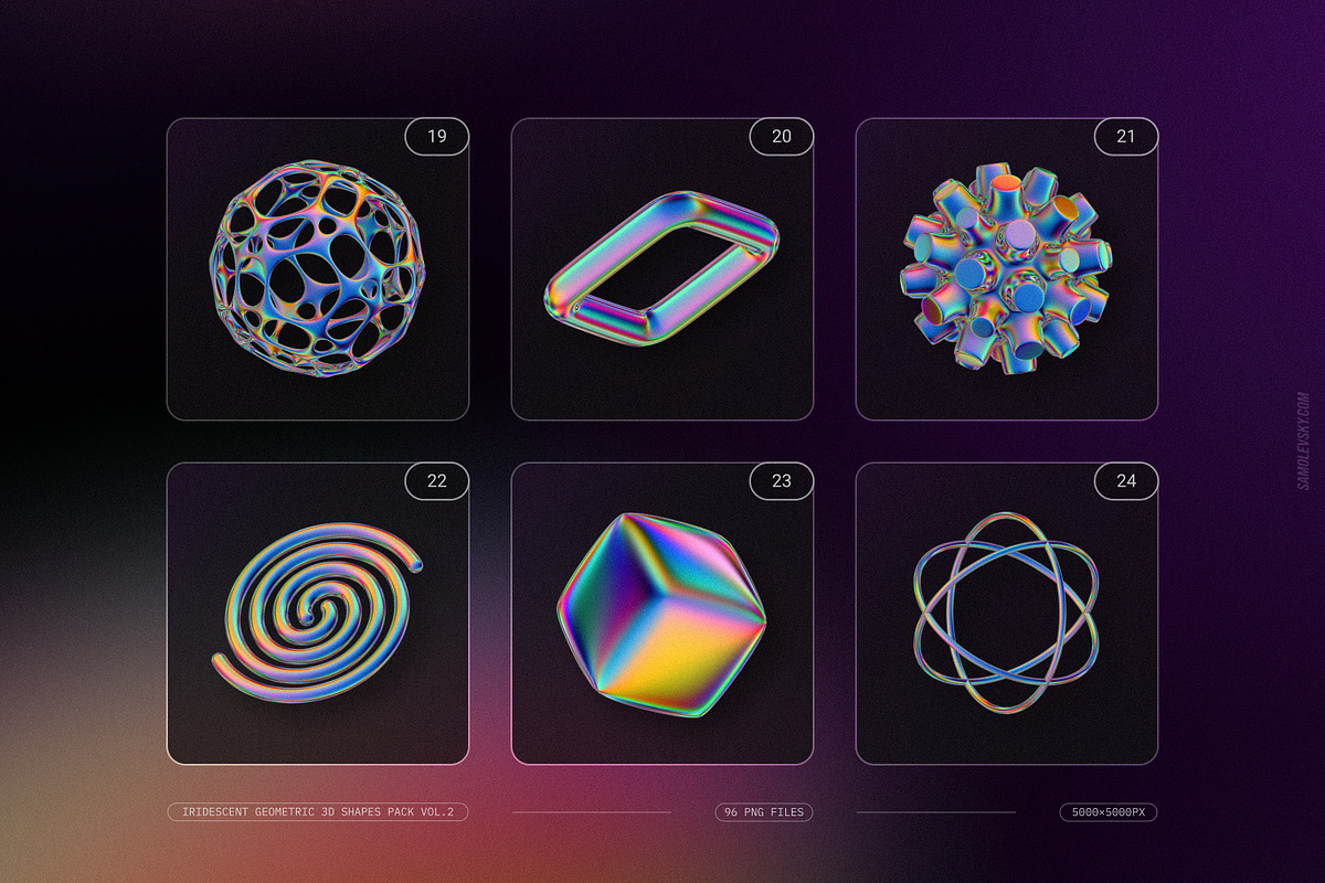 Iridescent Geometric 3D Shapes vol.2, an Object Graphic by Samolevsky (Photo 6 of 23)