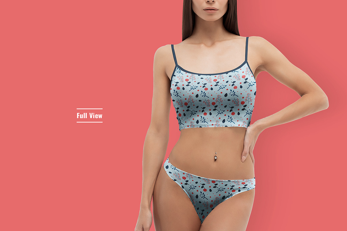 Female Cotton Inner Wear Set Mockup, an Apparel Mockup by Designertale (Photo 3 of 6)