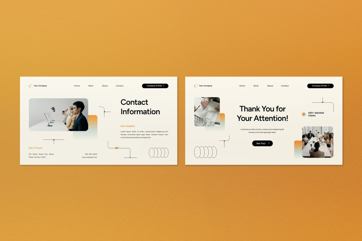 Orange Company Profile Google Slide, a Presentation Template by graphicook (Photo 4 of 4)