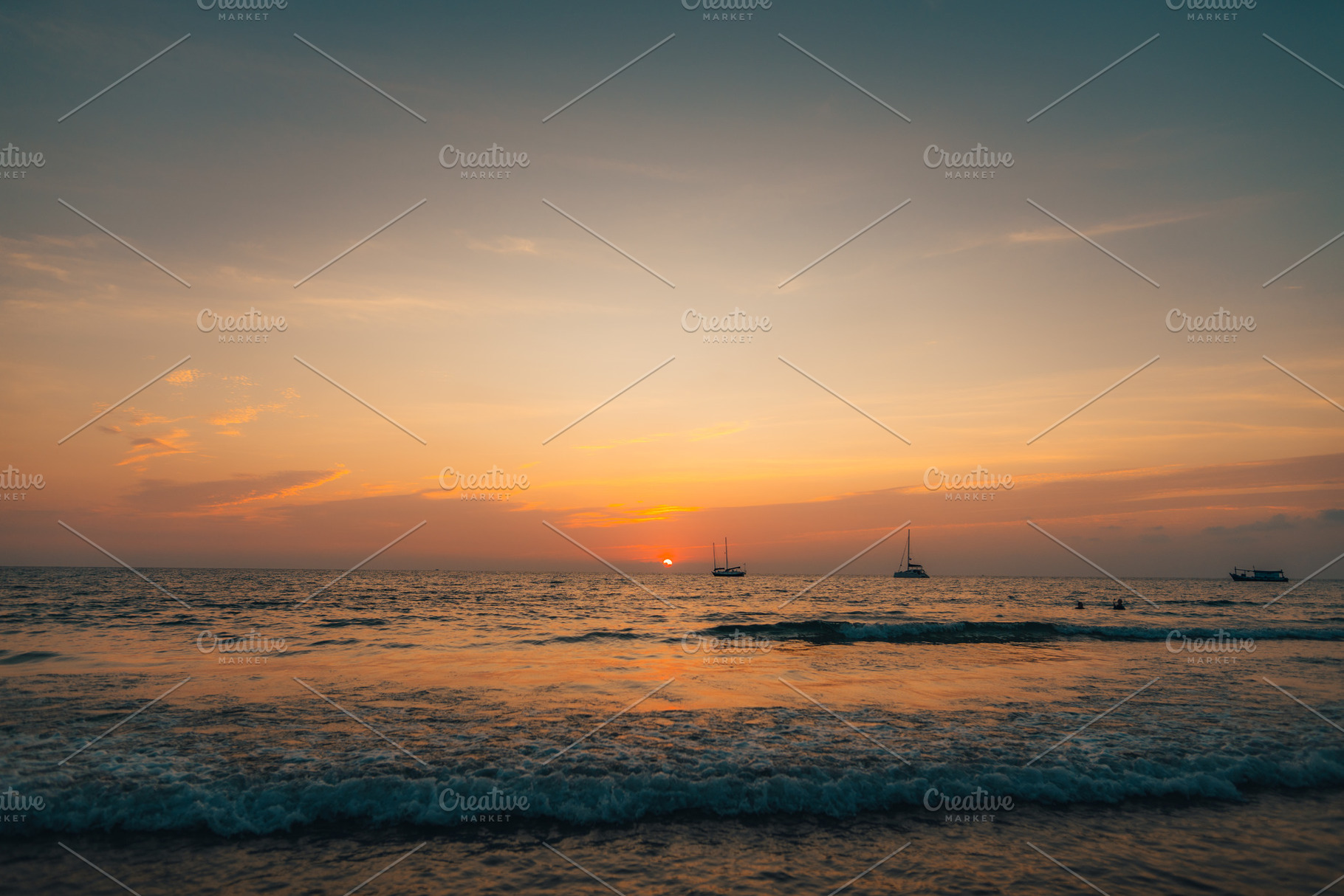 Orange beach at summer dusk on the island, a Nature Photo by Art Rachen