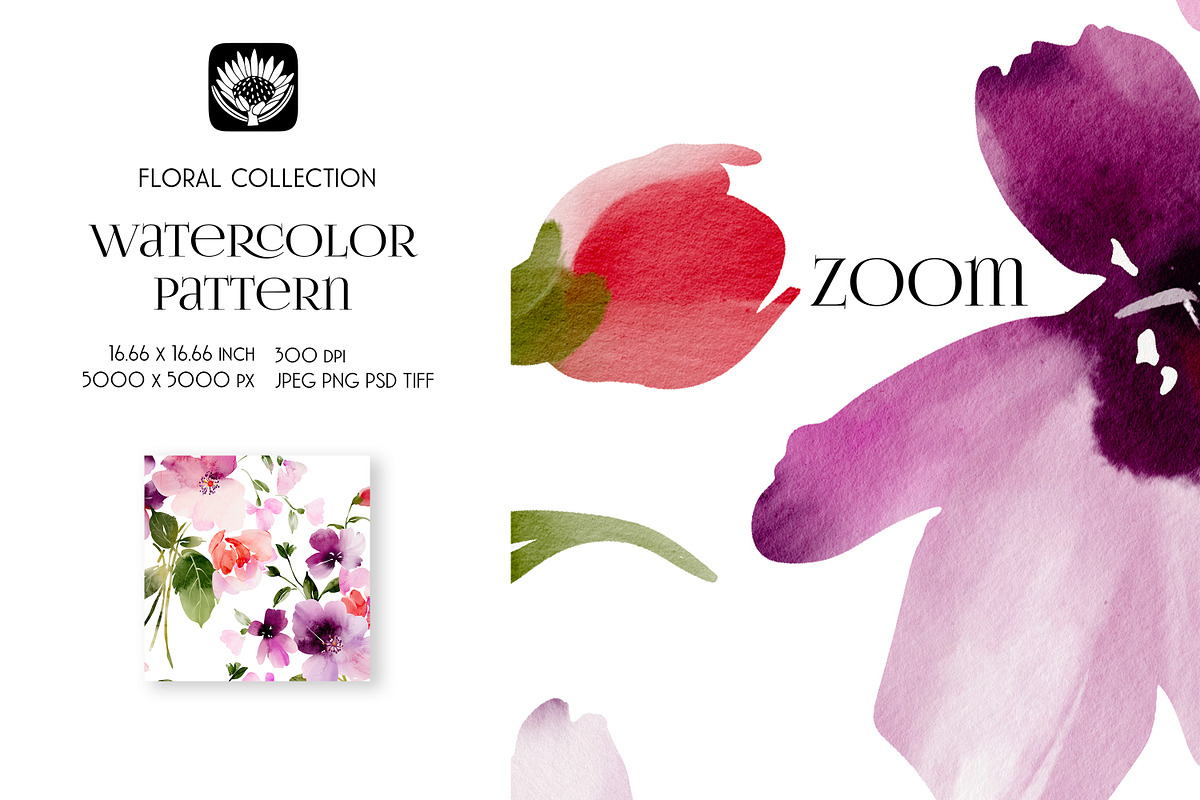 Watercolor Floral Pattern, a Pattern Graphic by PROTEA Watercolor Studio (Photo 7 of 8)