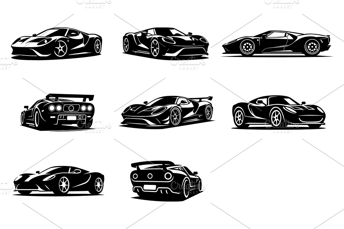 Sports Car Silhouettes, a Transportation Illustration by Pixes