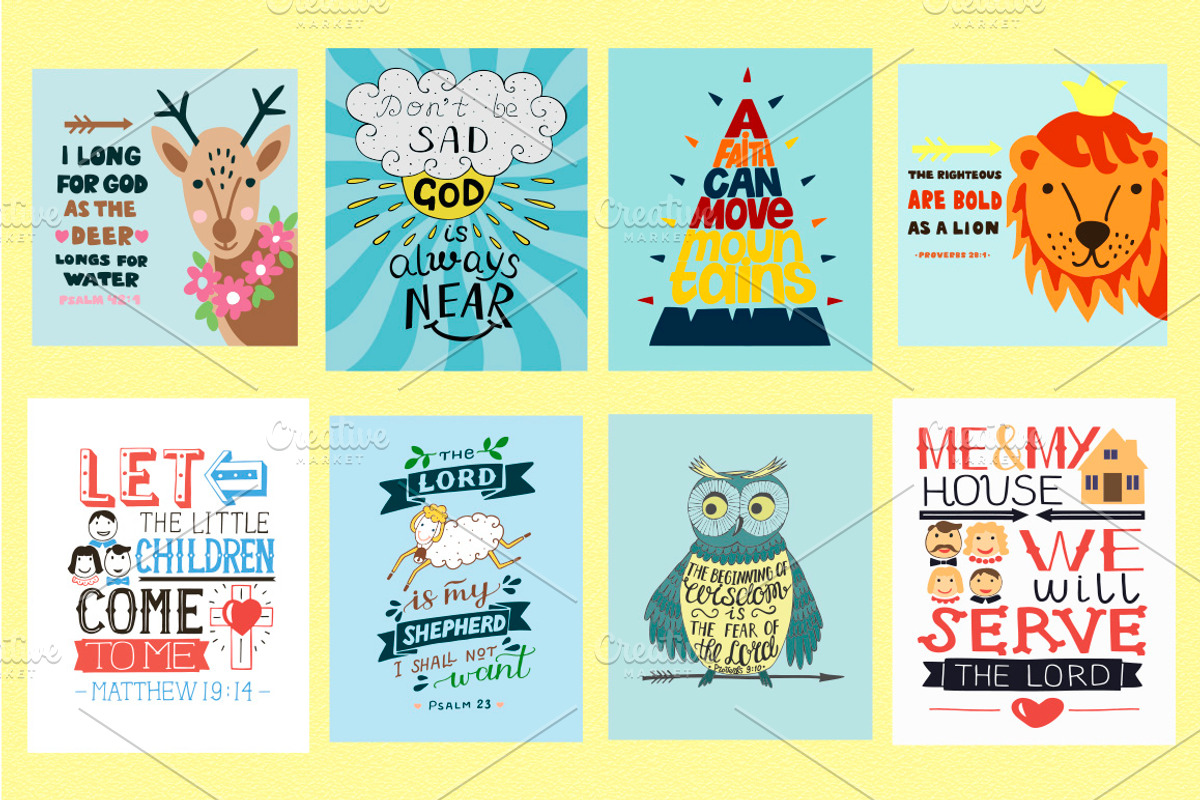 BUNDLE 62 colorful BIBLE VERSES, an Education Illustration by Ola-la-la (Photo 6 of 16)