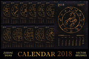 SET / 2018 CALENDAR / golden ZODIACS, a Texture Illustration by Nadin_Lebedeva (Thumbnail 1 of 11)