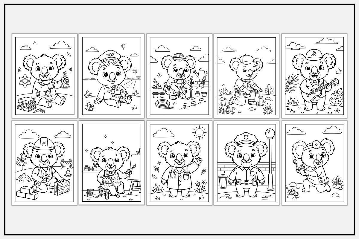 Koala Jobs & Careers Coloring Pages, an Animal Illustration by Lamia Emad (Photo 2 of 5)
