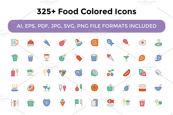 325 Food Colored Icons