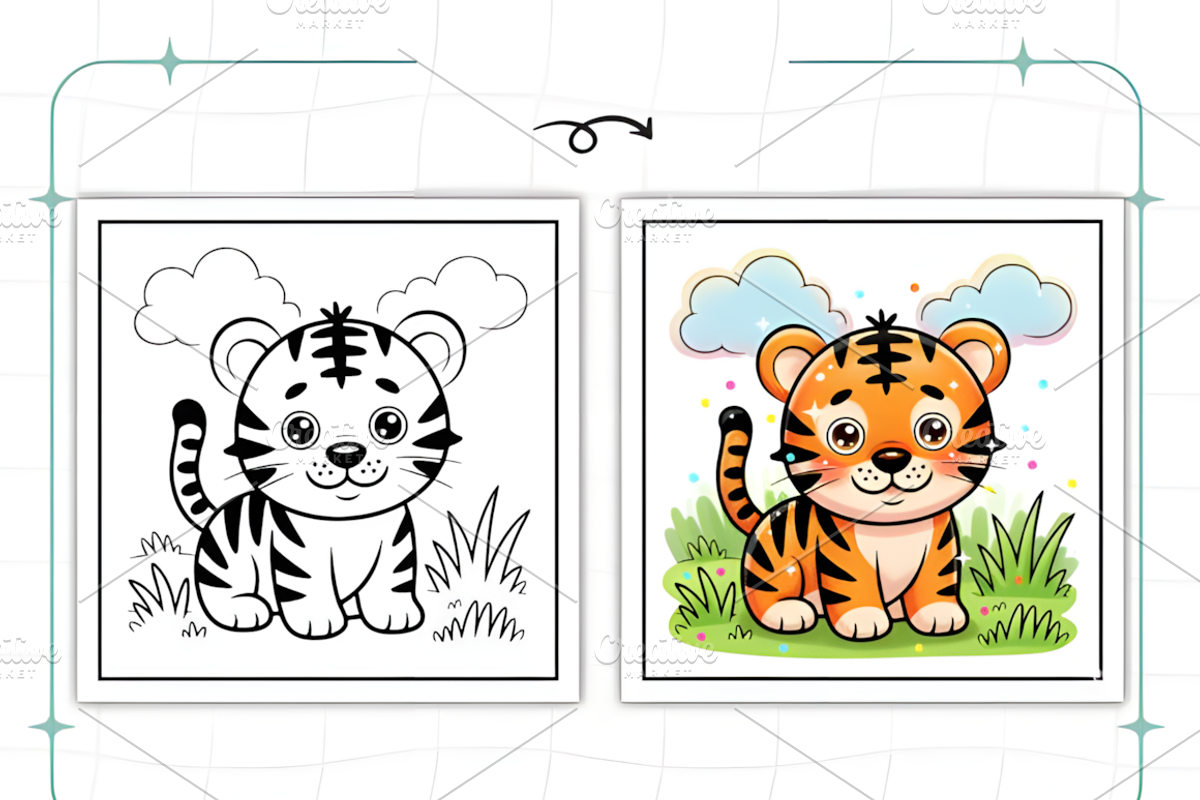 ADULT CUTE BABY ANIMALS COLORING PAG, an Animal Illustration by Ink Gallery (Photo 6 of 9)