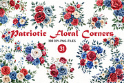 Patriotic Floral Corners Clipart, a Seasonal Illustration by Designworld (Thumbnail 1 of 11)