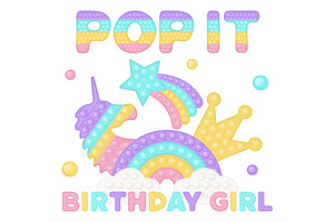 Pop It Sublimation Birthday Girl PNG