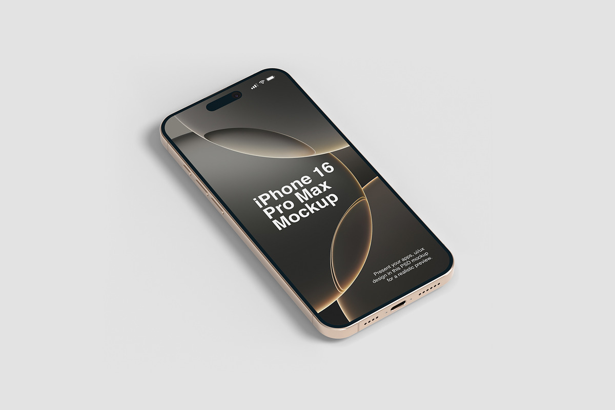 iPhone 16 Pro Max Mockups, an iPhone Mockup by graphiccrew (Photo 6 of 16)
