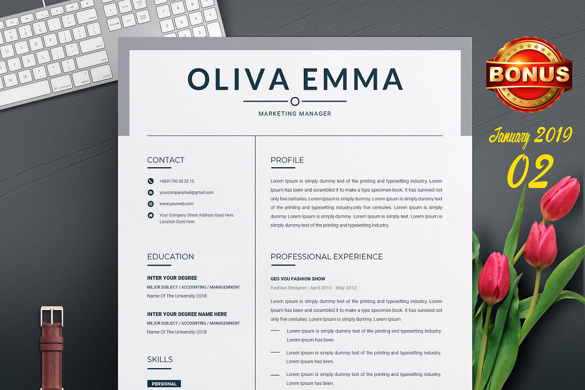 Resume/CV Bundle | 200+ for $29, a Resume Template by ResumeInventor (Photo 33 of 207)
