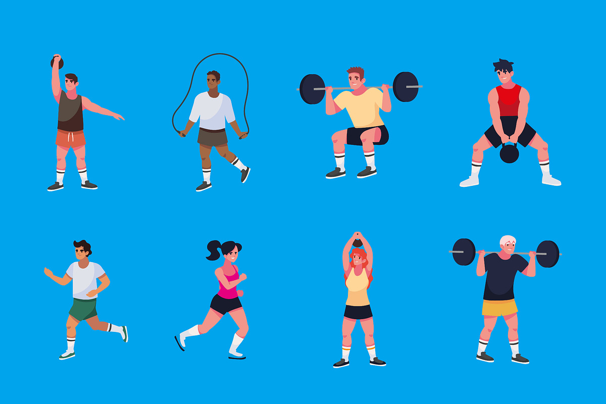 Fitness People Illustration Set