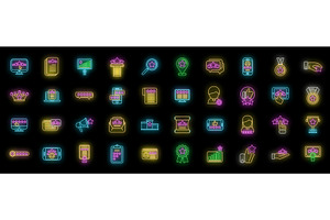Ranking icons set vector neon, an Object Illustration by Ylivdesign