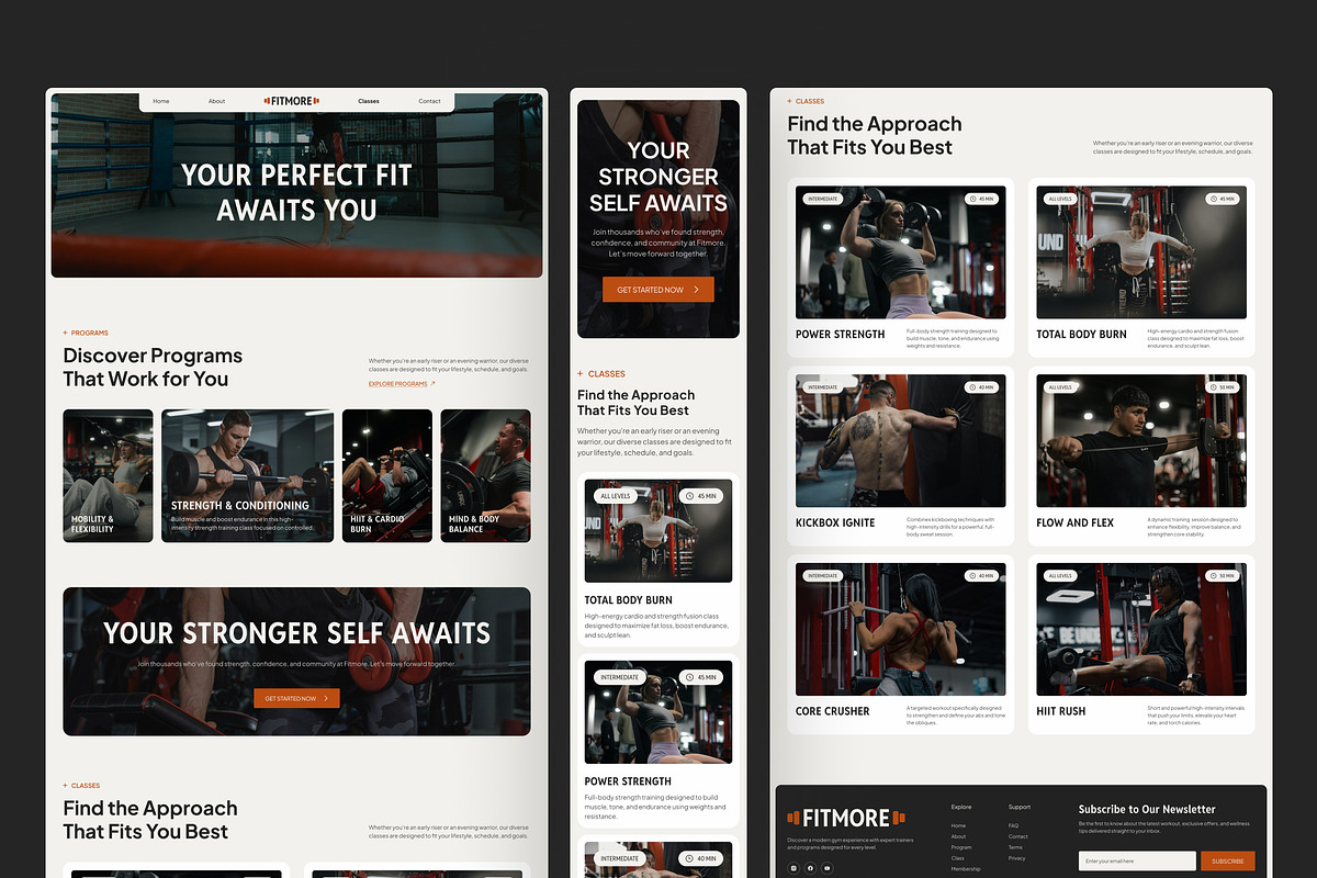 Modern Fitness & Gym Studio Website, an UI Kit Template by peterdraw (Photo 4 of 7)