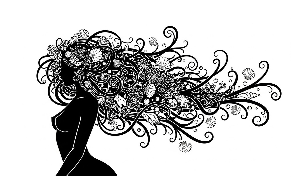 Fantasy Flowing Hair Mermaid Bundle, an Illustration by jahid234 (Photo 27 of 31)