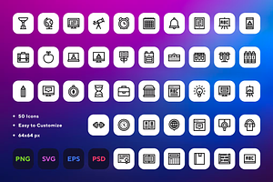 50 Learning Icons, an Outline Icon by Wencory