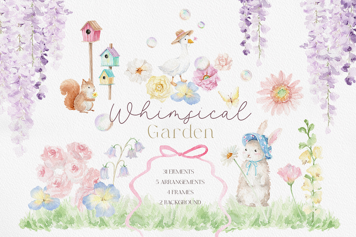 Watercolor Whimsical Garden Florals, a Decorative Illustration by Beigetime (Photo 1 of 10)