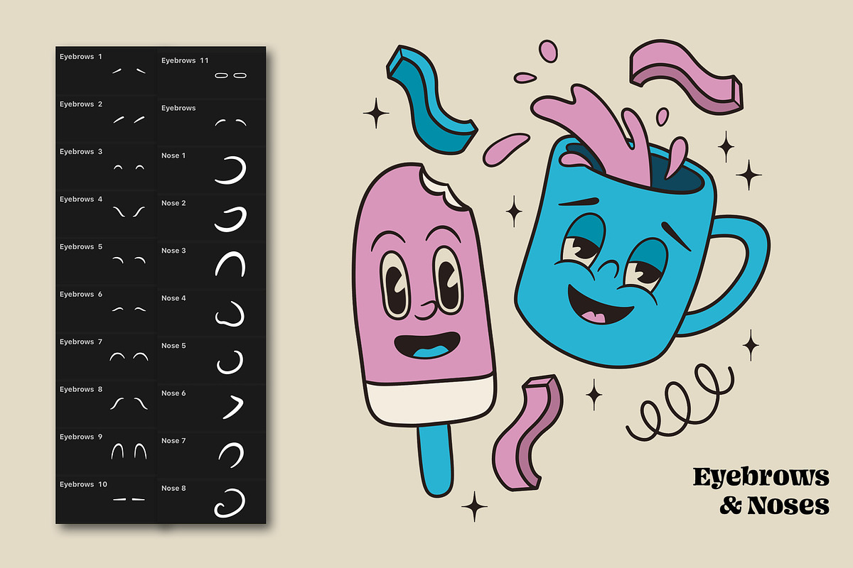 Retro Groovy Procreate Stamp Pack, a Brush Add-On by Pencil Twist (Photo 5 of 11)