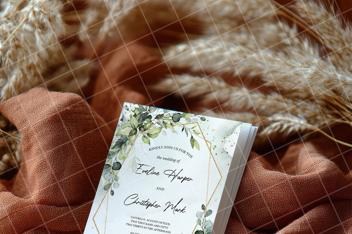 Boho 5x7 Invitation card mockup PSD, an Advertising Mockup by Blush Roses Print (Photo 5 of 7)
